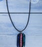 Large sparkly handmade dichroic fused glass pendant  - Image 8