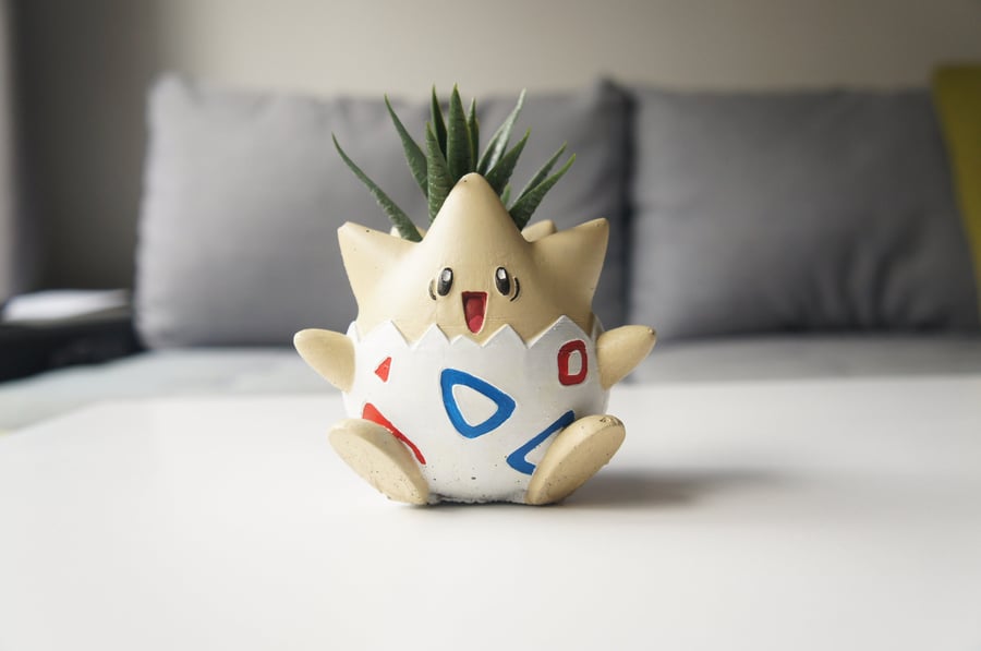 Cute Togepi plant pot, Pokemon birthday gift for her, Girlfriend present