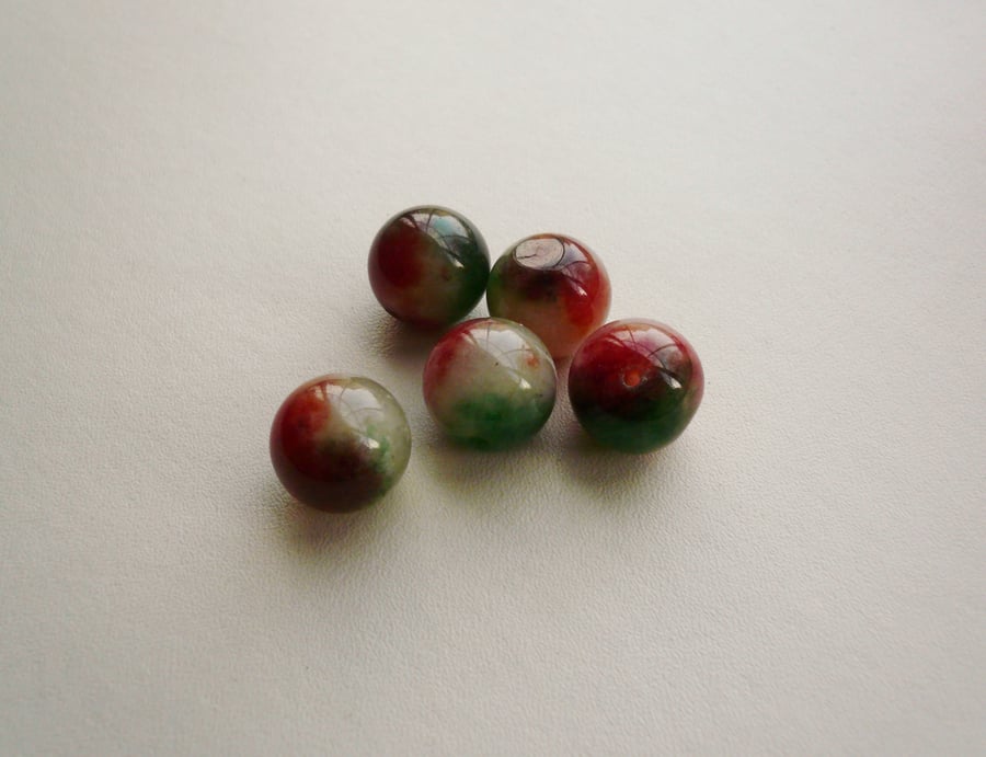 5  Dyed Rosy Apple Jade Beads  15mm   