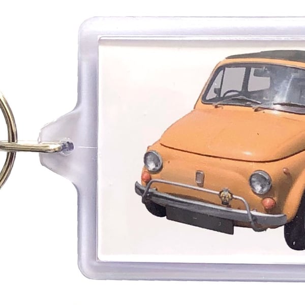 FIAT 500 Cinquecento 1970 - Keyring with 50x35mm Insert - Fun Car