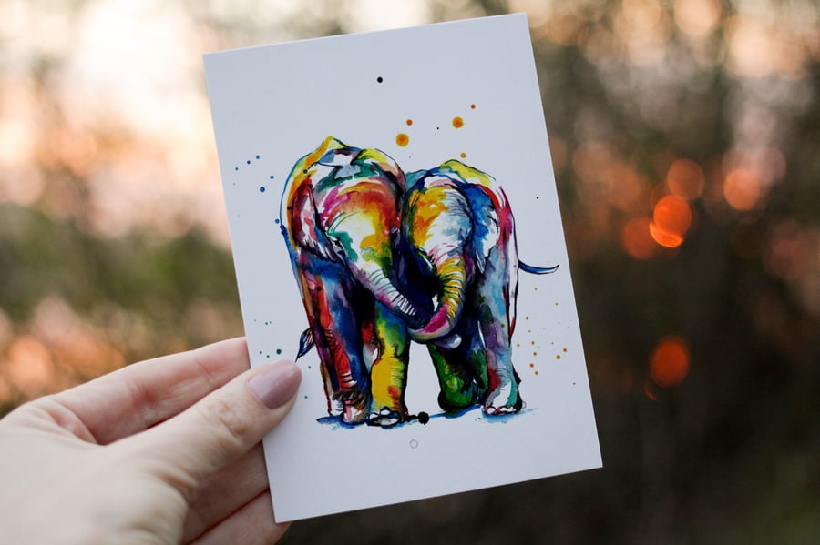 Elephant Birthday Card, Elephant Custom Birthday Card, Personalized Elephant