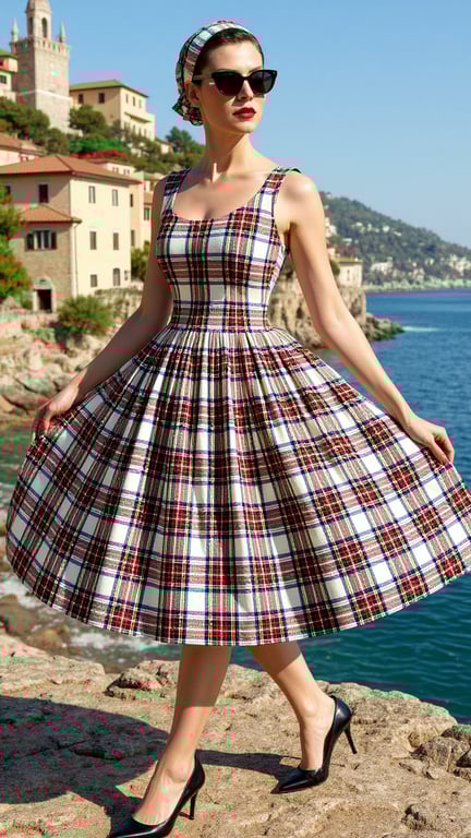 1950s Vintage Retro Rockabilly Argyle Tartan dress sizes 14-26 