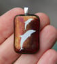 Red irid dolphin glass pendant, fused glass pendant, dolphin pendant,F35 - Image 7