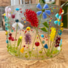 Fused glass meadow-inspired curved panel