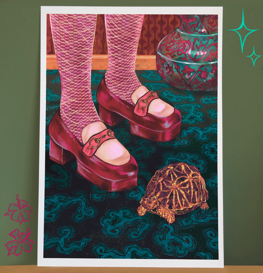 The Geometric Tortoise - A4 Recycled Illustration Art Print (Fundraiser)