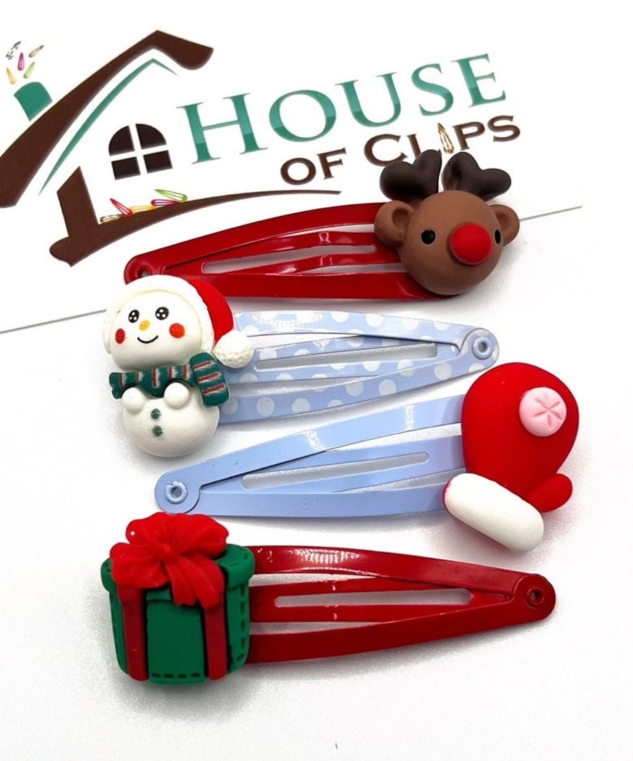 Bespoke Christmas Hair Clip Set x4 - Tailor Made Christmas Clips - Custom Made X