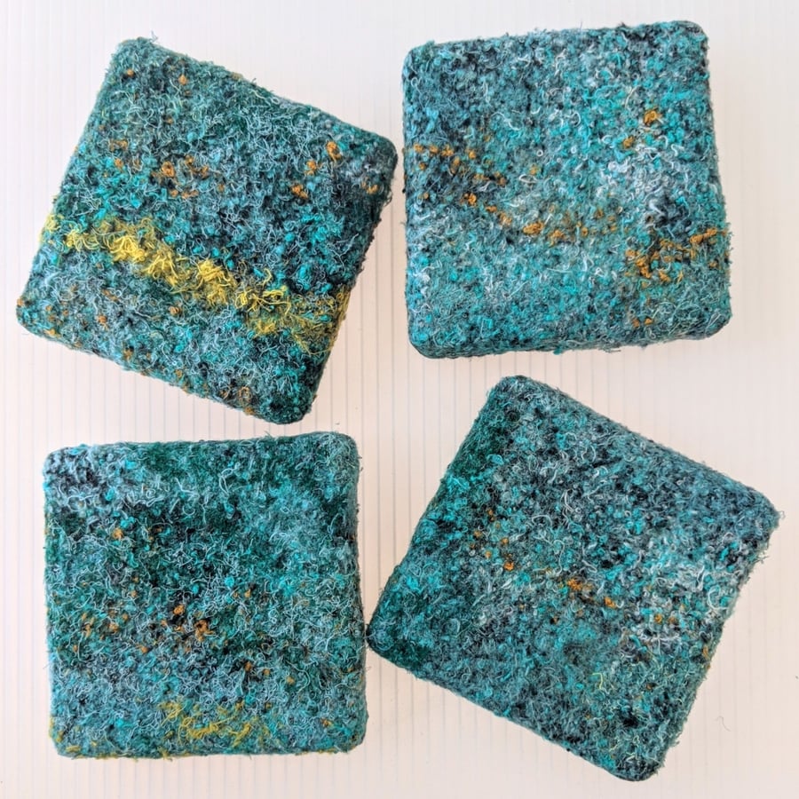 Square Abstract Textile Mini Art in Blue