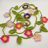 Crochet Flowers Garland in Pinks