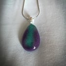 Drop of colour glass necklace purple and turquoise