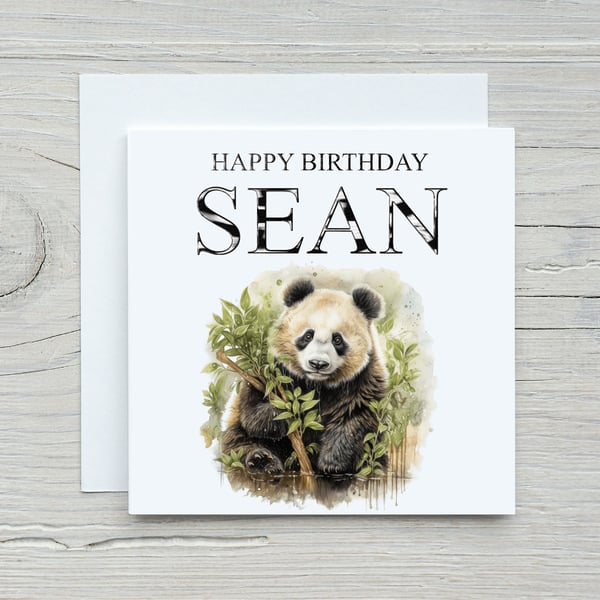 Personalised Panda Birthday Card. Design 2