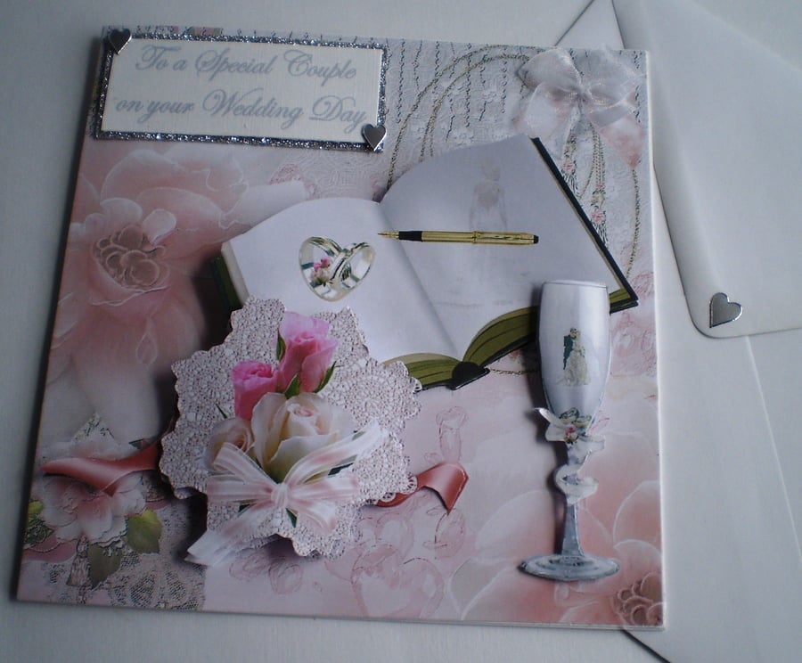 Wedding decoupage handmade card
