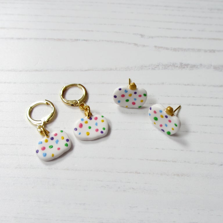 NEW white spotty mini pumpkin earrings LIMITED NUMBERS