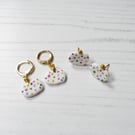 NEW white spotty mini pumpkin earrings LIMITED NUMBERS