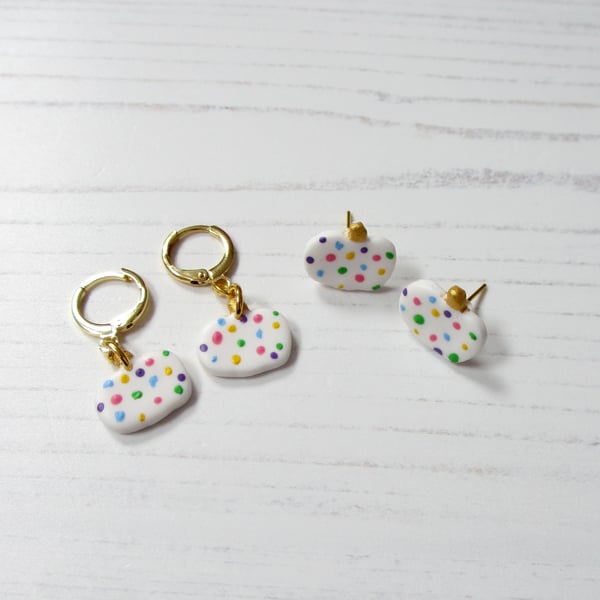 NEW white spotty mini pumpkin earrings LIMITED NUMBERS