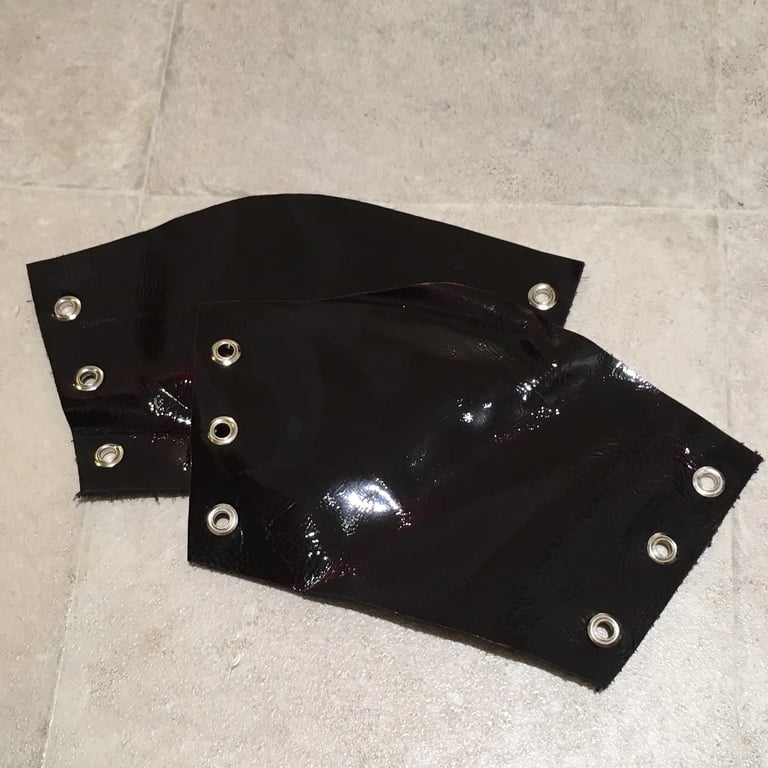 Sm Pair Dark Cherry Red Patent Leather Bracers - FREE SHIPPING