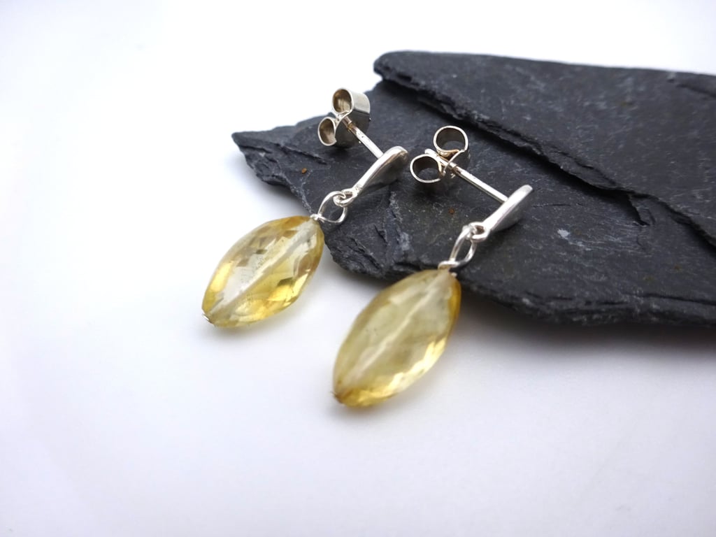 citrine gemstone earrings, sterling silver jewellery