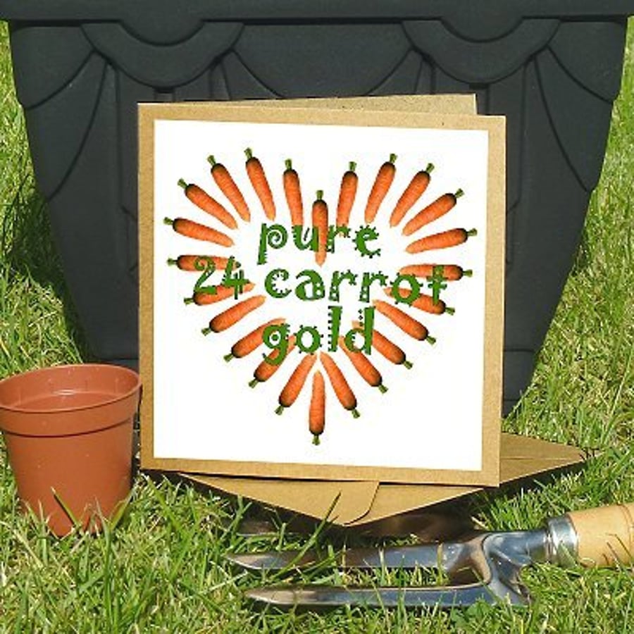 'Cottage Garden Vegetables' pure 24 carrot gold greeting card