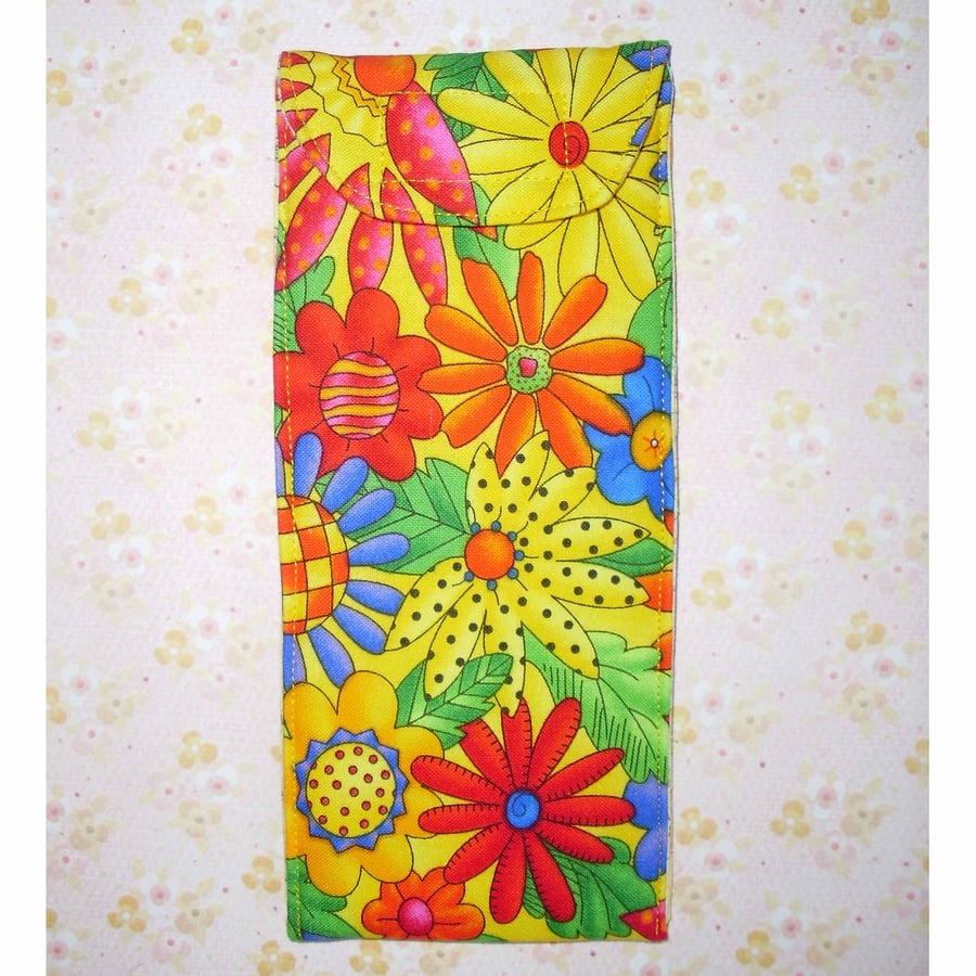 Glasses case - bright yellow floral