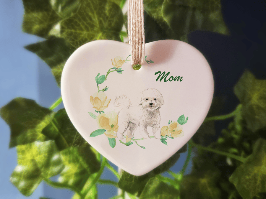 Ceramic Ornament - Bichon Frise Dog - Personalised