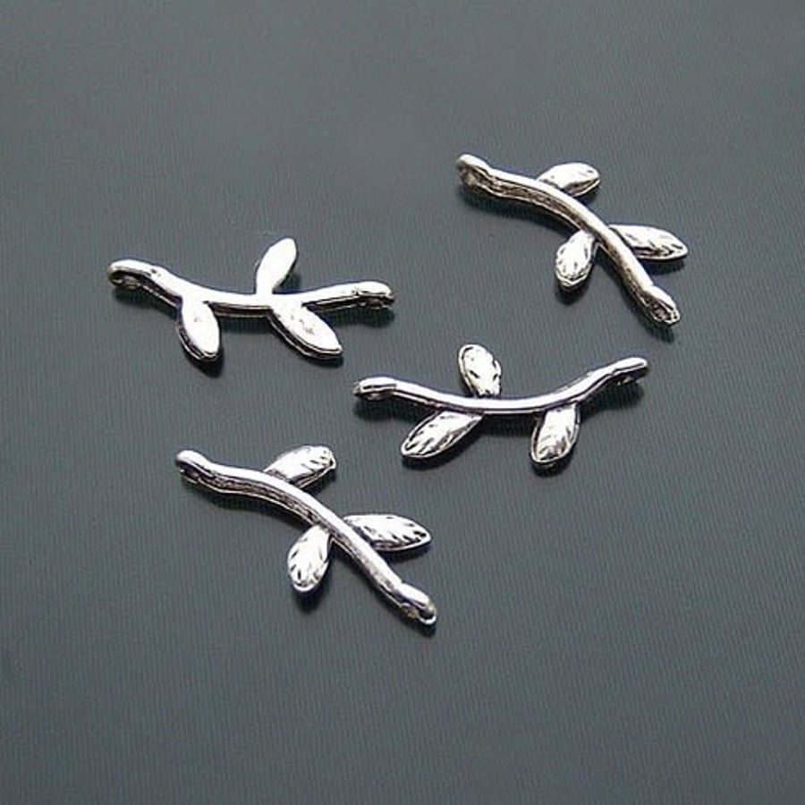 antique silver tree branch connectors 2pcs