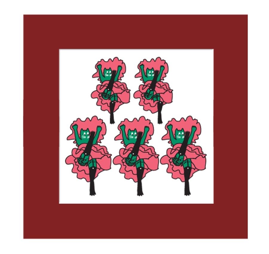 CanCan Cats, A humorous graphic print, Music, Musician, Musical, Dance, Avon