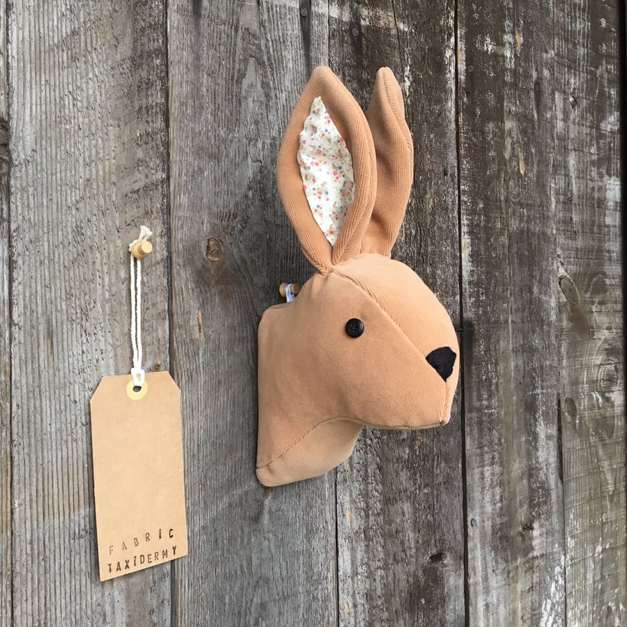 Wall mounted Rabbit head - Tan with patterned ears