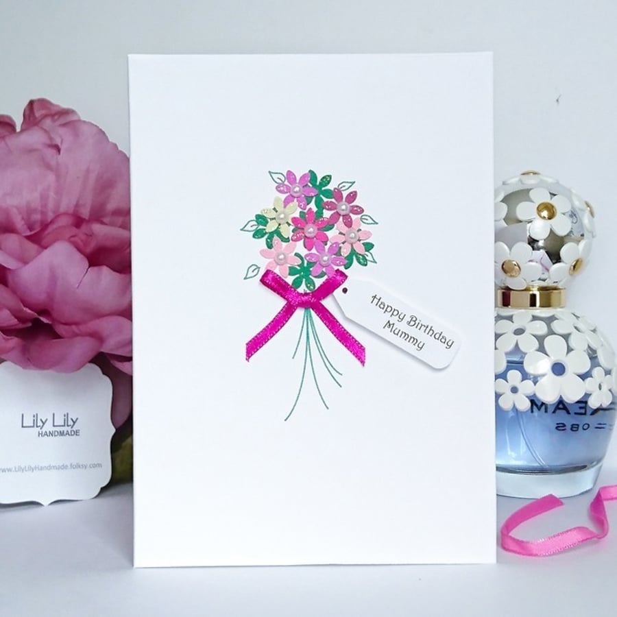 Personalised birthday card, Flower Bouquet Design