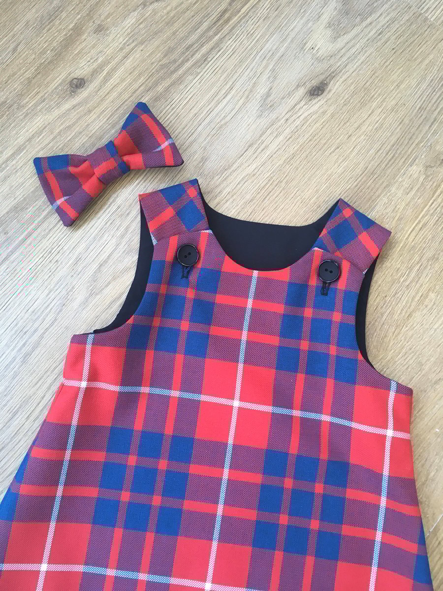 Hamilton Tartan Pinafore Dress and Hair Bow