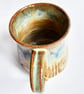 Mug Patterned Brown Blue Glazed  - Hand Thrown Stoneware Ceramic Mug  - Image 5