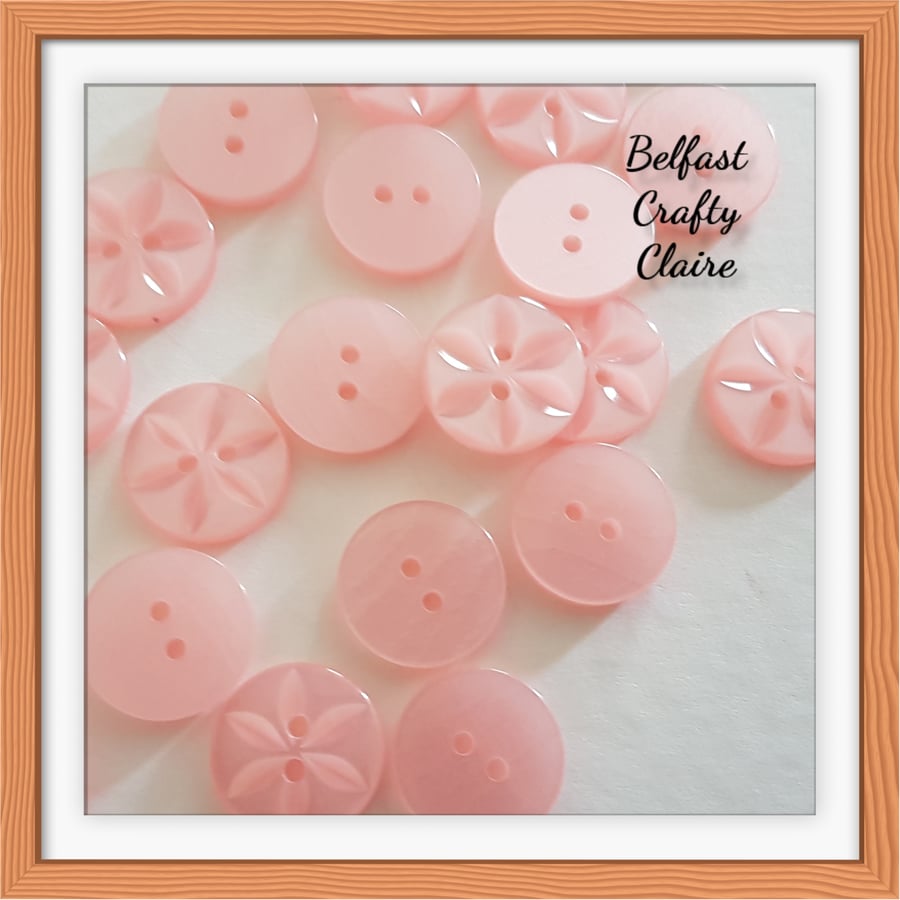 Star Style - Resin Buttons - LIGHT PINK - 3 Sizes Available