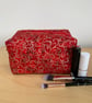 Red and Silver Christmas Fabric Quilted Box Makeup Bag - Image 2