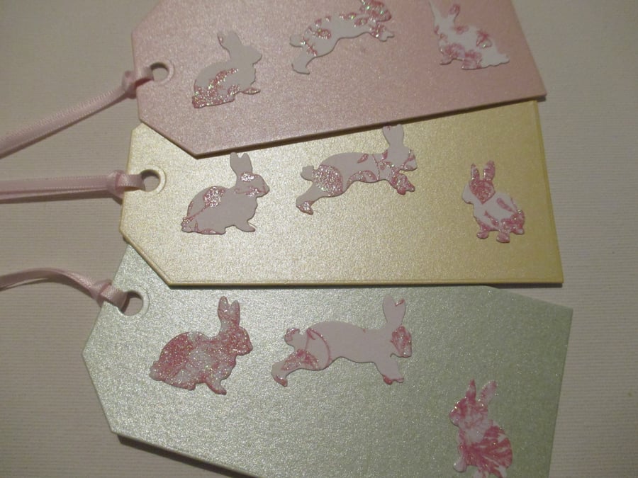 3x Bunny Rabbit Gift Tags ideal for Christmas or birthday presents SECONDS