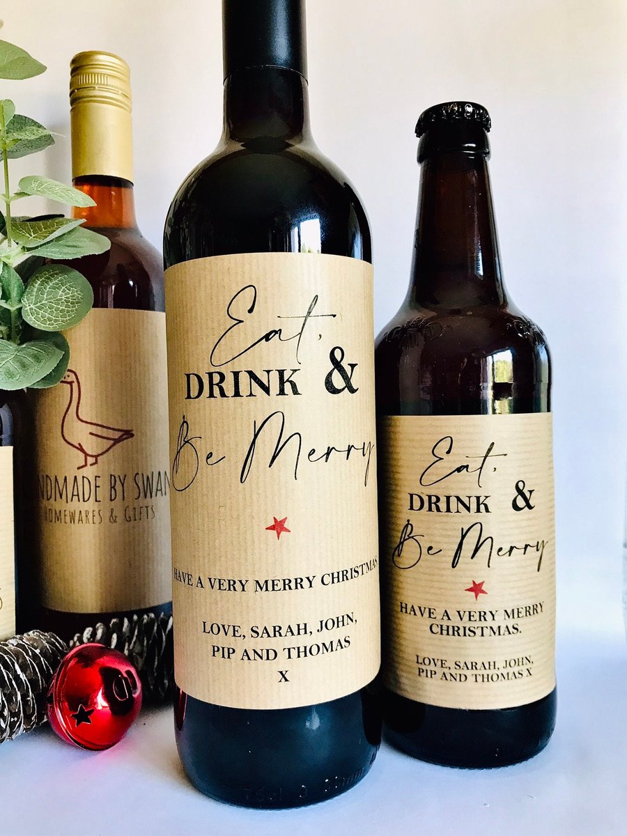 Personalised christmas wine label, personalised alternative christmas card, funn