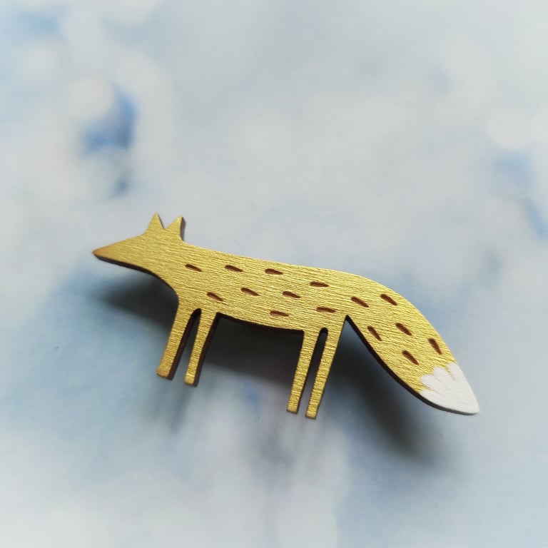 Fox Brooch, Wooden Fox, Fox Jewellery, Wildlife Pin, Great Outdoors, Wilderness