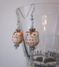 Orange Ceramic Owl Earrings - Image 2