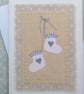 Pretty hand-stitched baby bootees with hearts and bow - very sweet! - Image 2