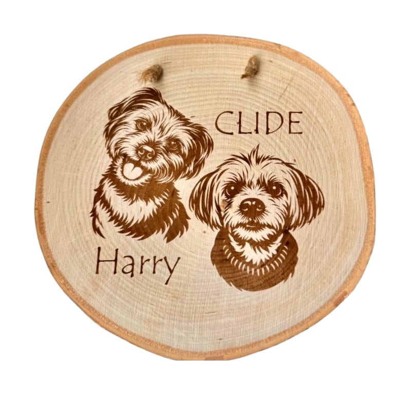 Personalised Custom Pet Portrait on a Beech Wood Slice (6-10cm)