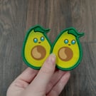 Cute Avocado Iron-On Patches set of 2 Iron On Decal, Embroidered Applique