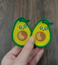 Cute Avocado Iron-On Patches set of 2 Iron On Decal, Embroidered Applique