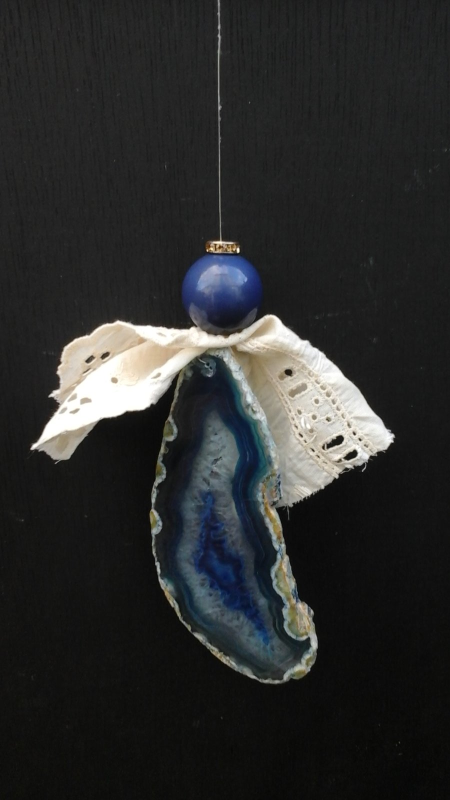 Hanging decoration Blue agate fairy