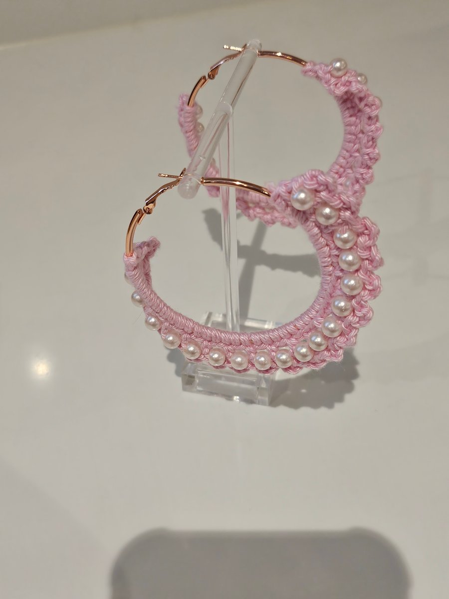X-Large Crochet Beaded Hoop Earring