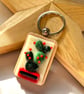Flowering Cactus fused glass keyring   - Image 1