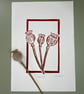 Papaver - Poppy Seed Heads Lino print Red