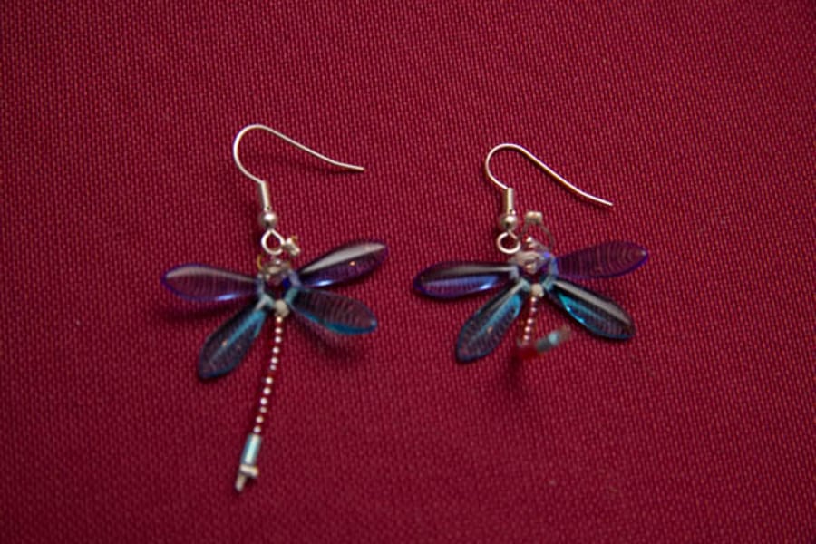 Blue and Turquoise Dragonfly Earrings
