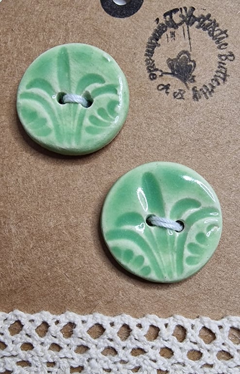 Set of two Handmade Ceramic Buttons 