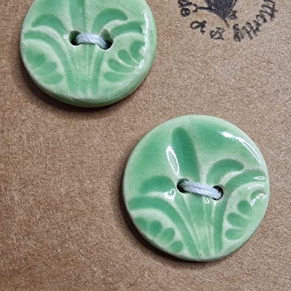 Set of two Handmade Ceramic Buttons 