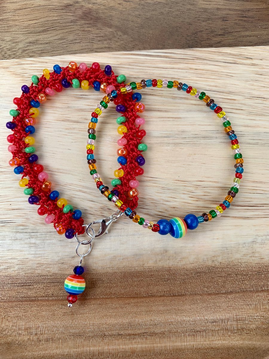 Multi-Coloured Rainbow Sparkly Stacking Bracelets 