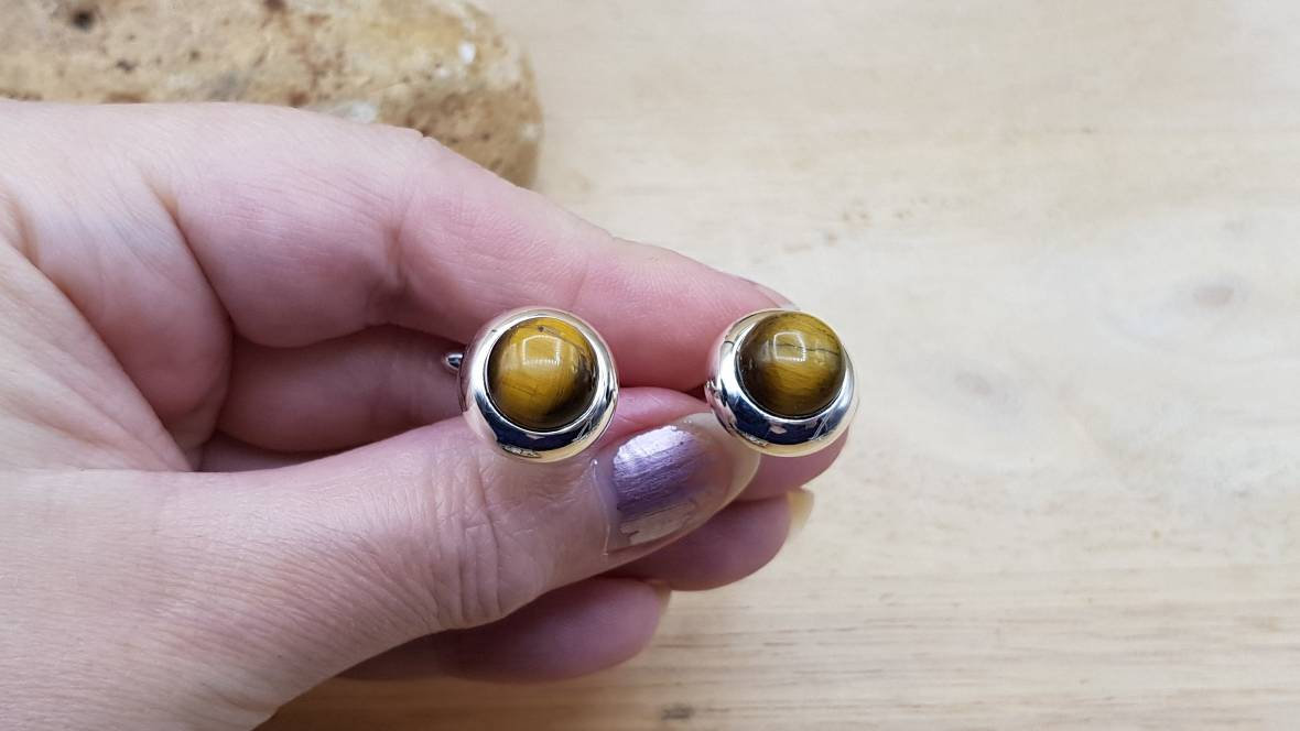 Men's Tiger's eye Cufflinks. Capricorn jewellery