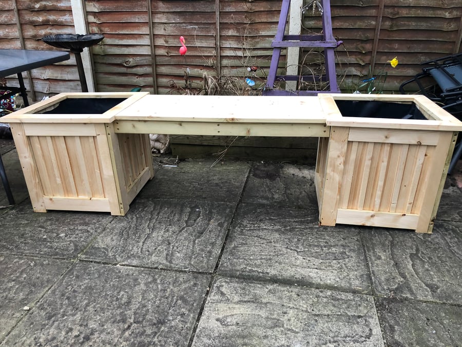 Decorative garden bench planter