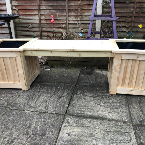 Decorative garden bench planter